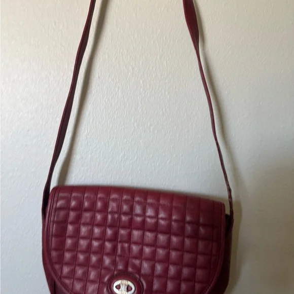 Celine vintage Red Quilted Leather Bag with COA